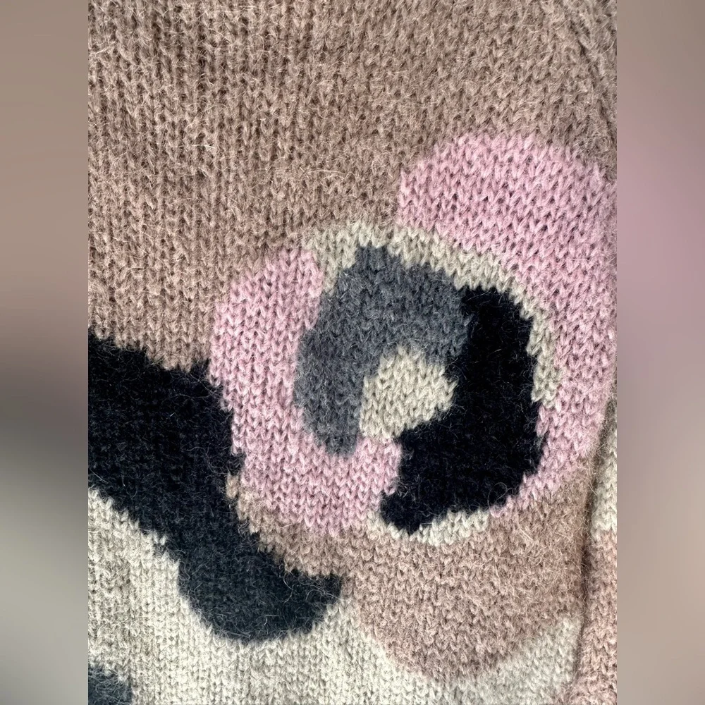 EUC Kate Spade Mohair blend Deco Rose Long Sweater, XS